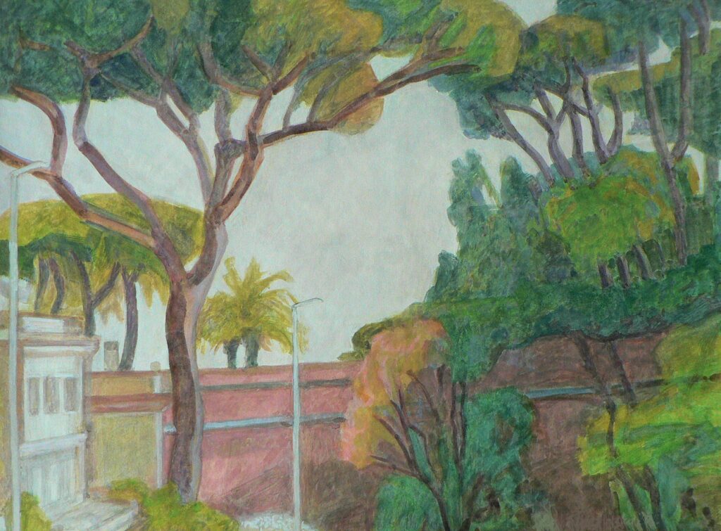 Weduta wykonana w technice gwaszu.